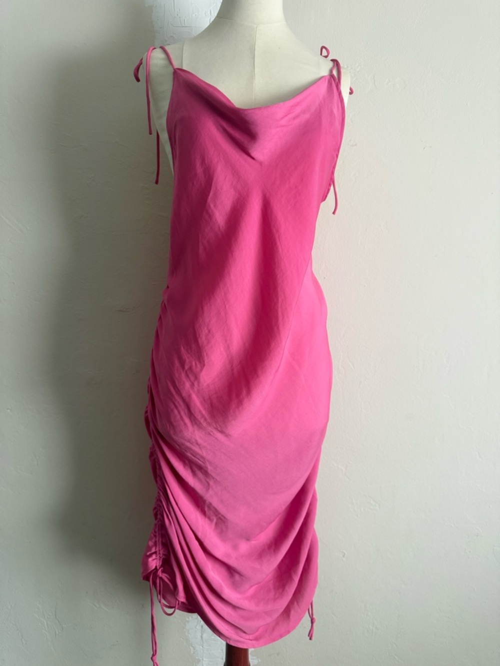 JLUXLABEL Pink Cowl Neck Midi Dress